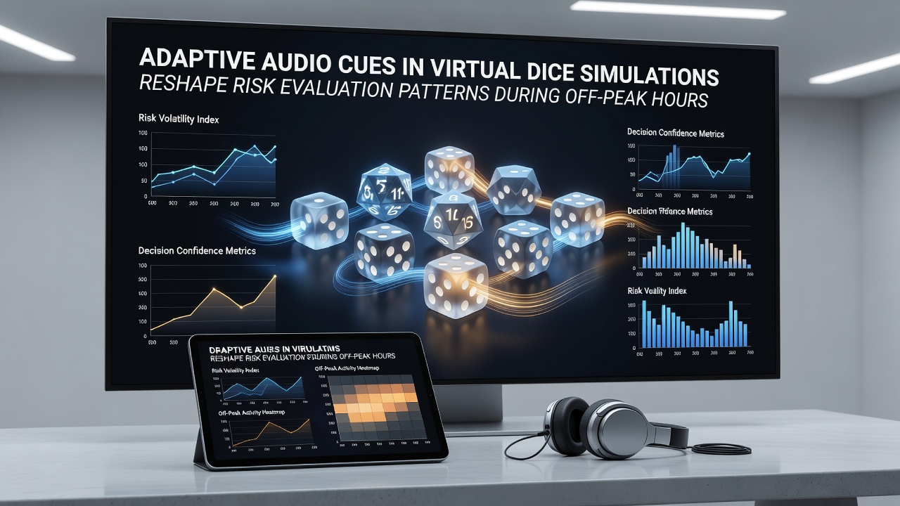 Data visualization of risk evaluation shifts linked to audio cues in off-peak virtual dice sessions