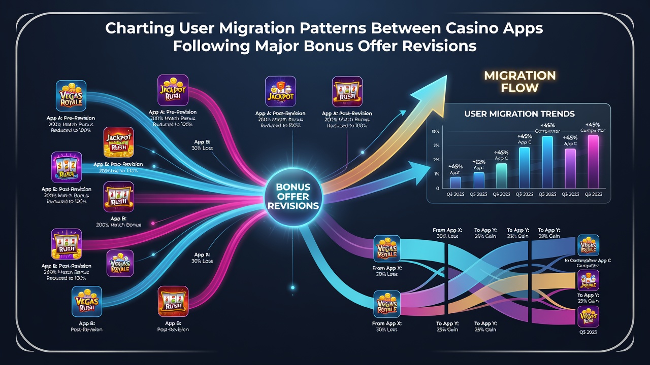 Chart showing user transfer rates between casino apps post-bonus update