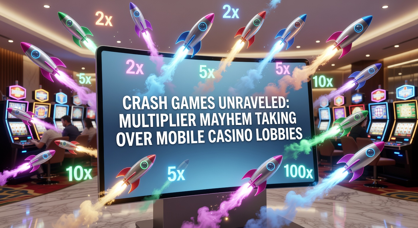 A vibrant mobile screen displaying a crash game interface with a rising multiplier graph and cash-out button glowing red amid exploding rocket visuals