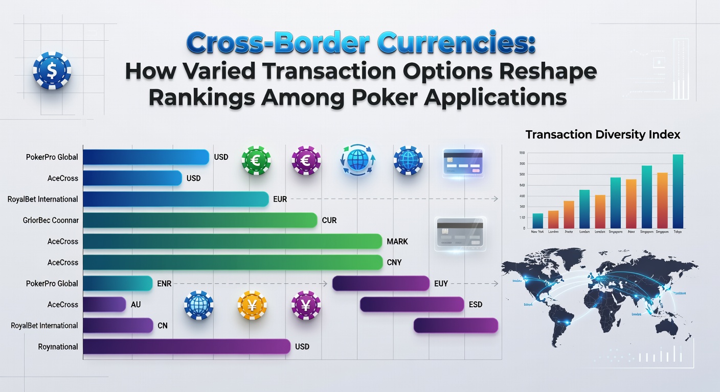 Diverse transaction interfaces showing local currency options and cross-border settlement flows on poker platforms