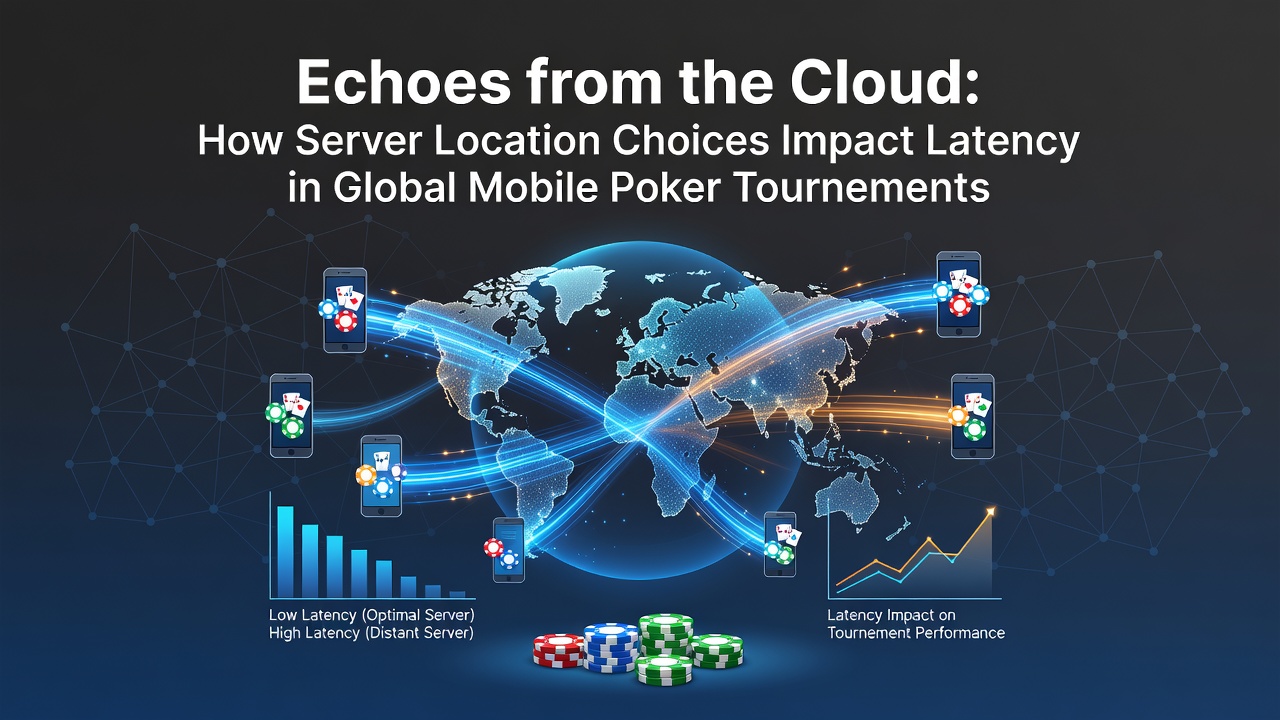 Global network map showing server locations and latency paths for mobile poker connections