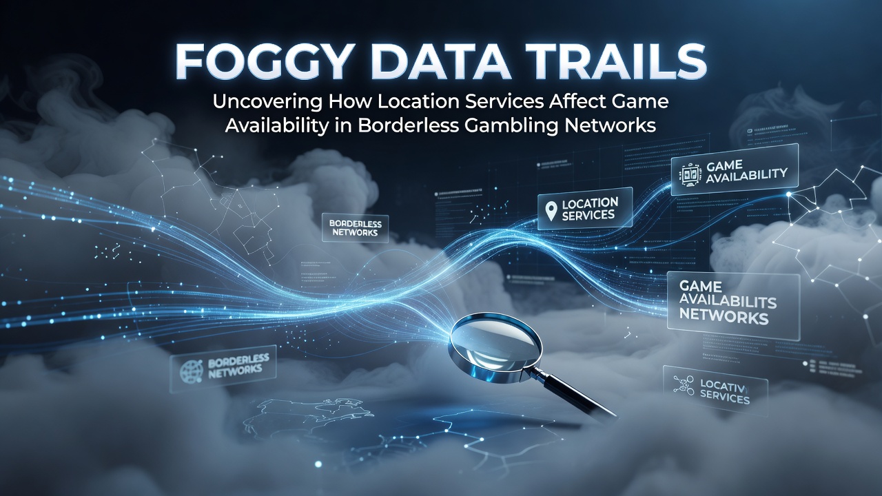 Illustration of location data trails and geofencing technology used in online gambling platforms