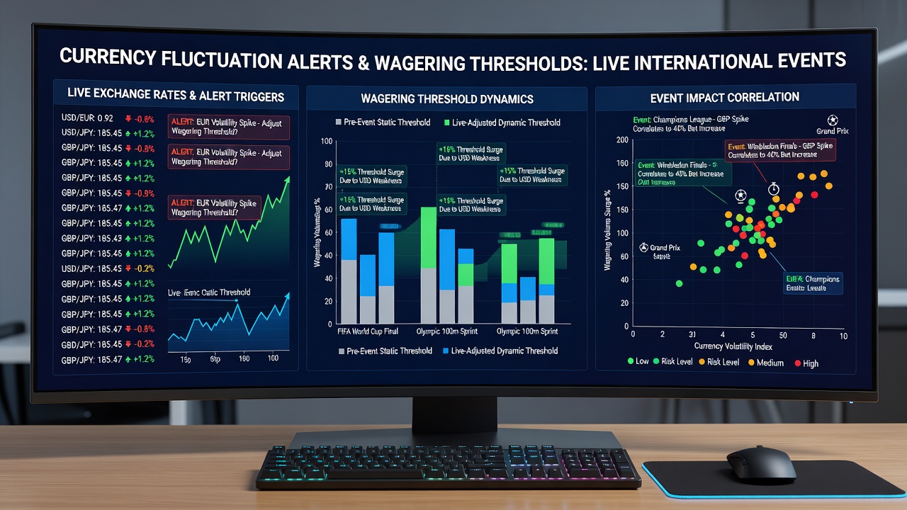 Multiple betting apps displaying synchronized currency alerts that trigger adjusted wagering limits mid-event