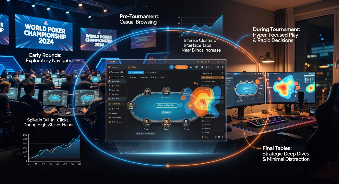 Analytics view of user click paths and navigation changes in poker software