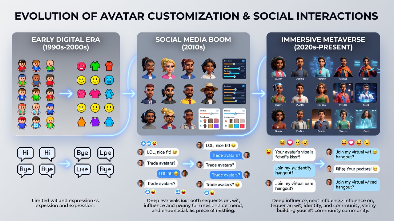 Group of diverse 3D casino avatars interacting at a virtual poker table with customized clothing and gestures indicating social engagement