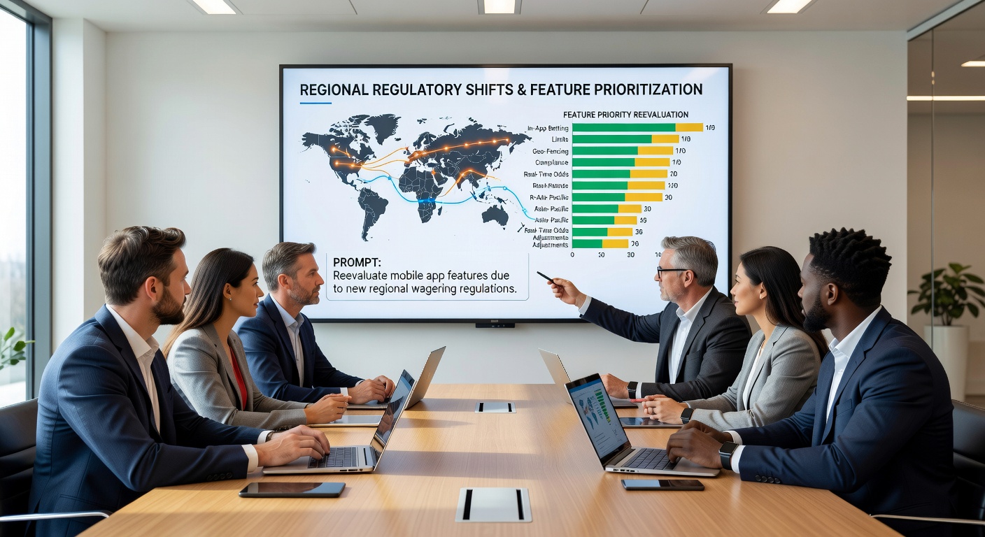 Developers reviewing compliance metrics on multiple screens showing wagering app interfaces
